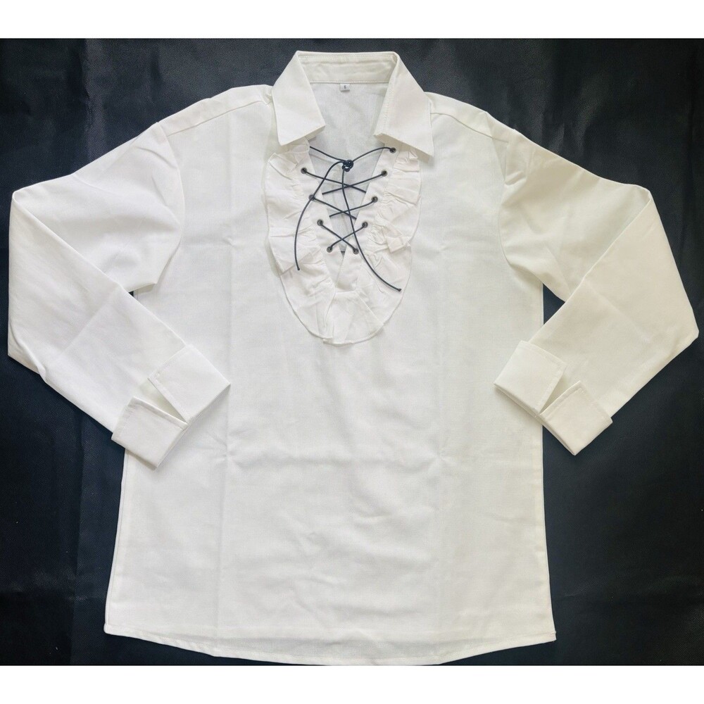 Raffles Lace Up Pirate Or Renaissance Style Vampire Shirt White Color Size  S